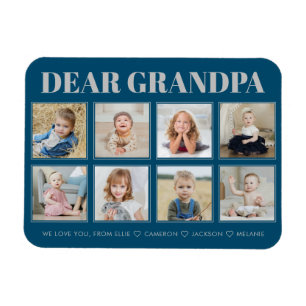Modern Personalised Grandpa We Love You 8-Photos Magnet