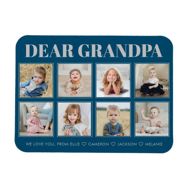 Modern Personalised Grandpa We Love You 8-Photos Magnet (Horizontal)