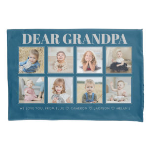 Modern Personalised Grandpa We Love You 8-Photos Pillowcase