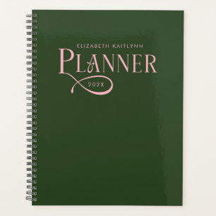 Modern Personalised Green and Pink Planner
