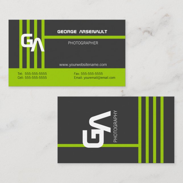 Modern Personalised Green Business Cards (Front/Back)