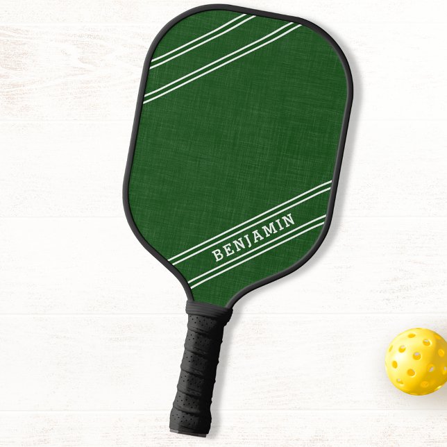 Modern Personalised Green White Player Name Pickleball Paddle (Creator Uploaded)