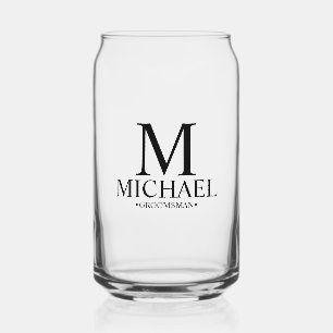 Modern Personalised Groomsman Can Glass