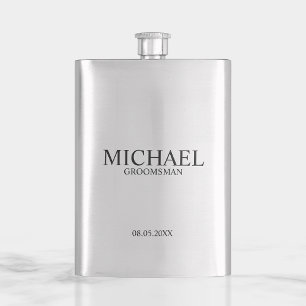 Modern Personalised Groomsman Hip Flask