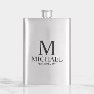 Modern Personalised Groomsman Hip Flask