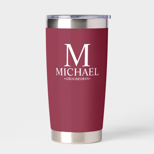 Modern Personalised Groomsman Insulated Tumbler (Left)