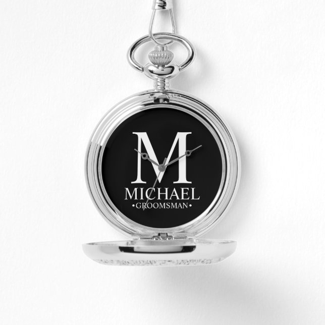 Modern Personalised Groomsman Name and Monogram Watch (Front)