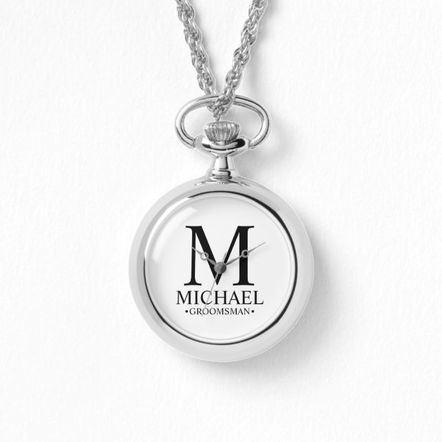 Modern Personalised Groomsman Name and Monogram Watch (Front)