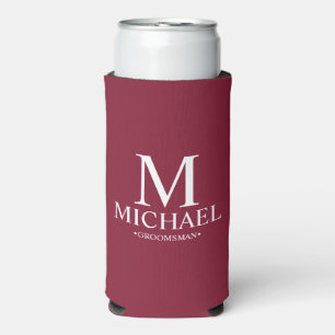 Modern Personalised Groomsman Seltzer Can Cooler