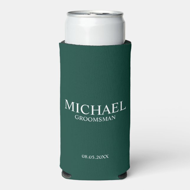 Modern Personalised Groomsman Seltzer Can Cooler (Seltzer Front)