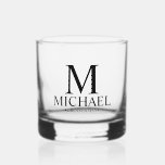 Modern Personalised Groomsman Whiskey Glass<br><div class="desc">Modern Personalised Groomsman Gifts
featuring personalised monogram,  groomsman's name and title in classic serif font style.

Also perfect for Best Man,  Father of the Bride and more.</div>