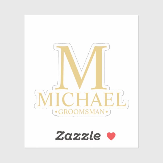 Modern Personalised Groomsman's Monogram and Name (Sheet)