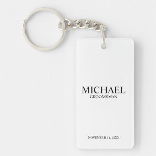 Modern Personalised Groomsman's Name and Monogram Key Ring