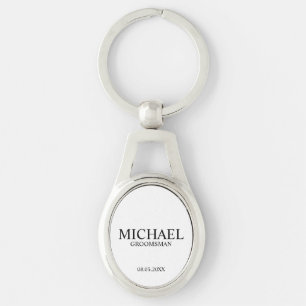 Modern Personalised Groomsman's Name and Monogram Key Ring