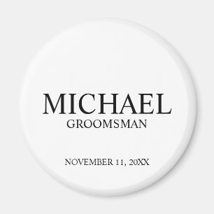 Modern Personalised Groomsman's Name and Monogram Magnet
