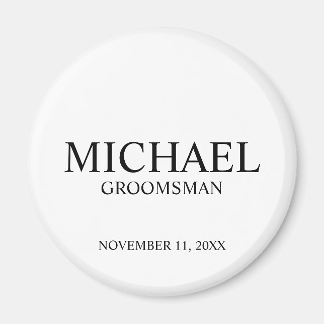 Modern Personalised Groomsman's Name and Monogram Magnet (Front)