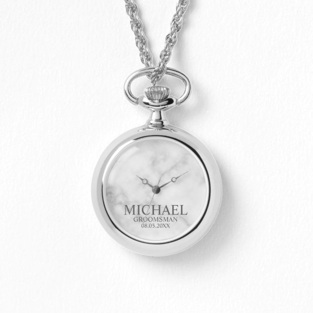 Modern Personalised Groomsman's Name and Monogram Watch (Front)