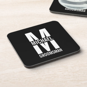 Modern Personalised Groomsmen Monogram and Name Coaster