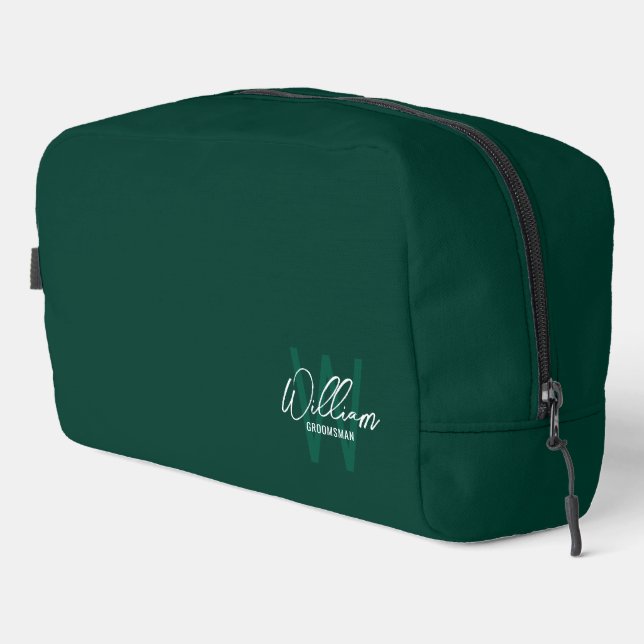 Modern Personalised Groomsmen Monogram and Name Dopp Kit (Right Corner)