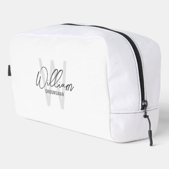 Modern Personalised Groomsmen Monogram and Name Dopp Kit (Right Corner)