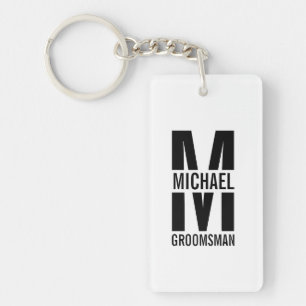 Modern Personalised Groomsmen Monogram and Name Key Ring