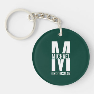 Modern Personalised Groomsmen Monogram and Name Key Ring