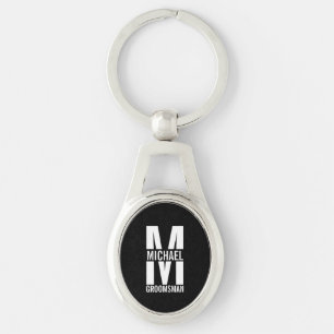 Modern Personalised Groomsmen Monogram and Name Key Ring