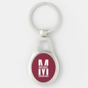 Modern Personalised Groomsmen Monogram and Name Key Ring