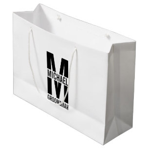 Modern Personalised Groomsmen Monogram and Name Large Gift Bag