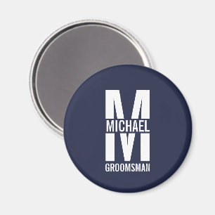 Modern Personalised Groomsmen Monogram and Name Magnet
