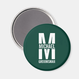 Modern Personalised Groomsmen Monogram and Name Magnet