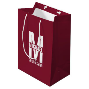 Modern Personalised Groomsmen Monogram and Name Medium Gift Bag