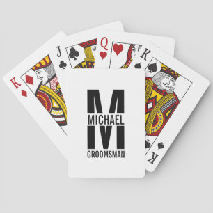 Modern Personalised Groomsmen Monogram and Name Playing Cards