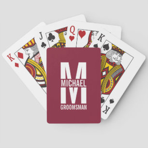 Modern Personalised Groomsmen Monogram and Name Playing Cards