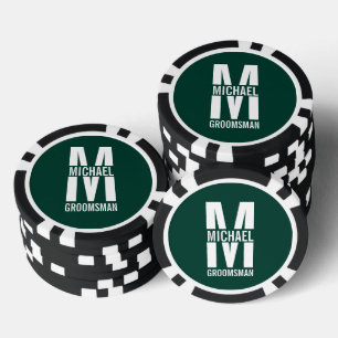 Modern Personalised Groomsmen Monogram and Name Poker Chips