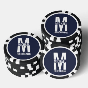 Modern Personalised Groomsmen Monogram and Name Poker Chips