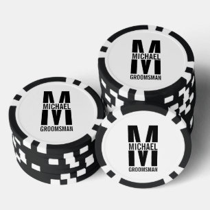 Modern Personalised Groomsmen Monogram and Name Poker Chips