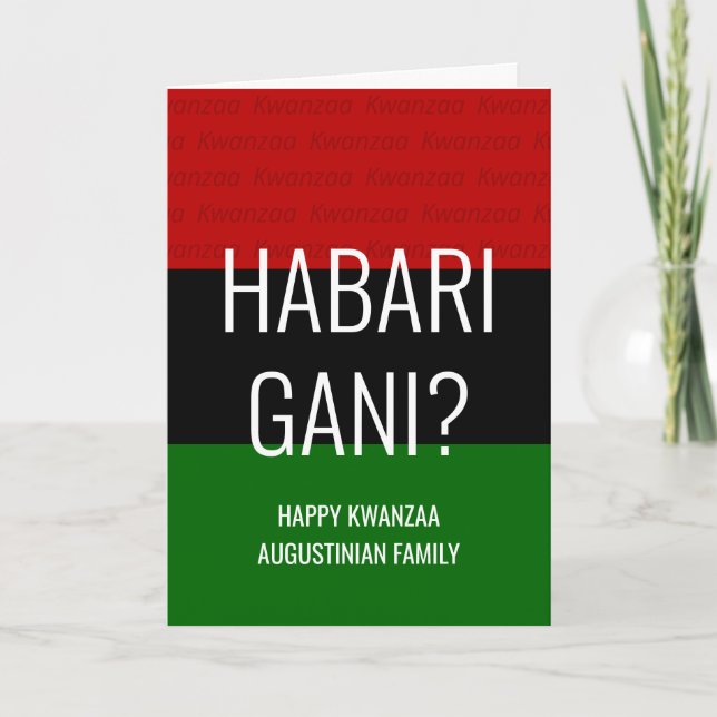 Modern Personalised HABARI GANI Kwanzaa Holiday Card (Front)