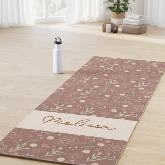Modern Personalised Hand-Drawn Floral Pattern  Yoga Mat