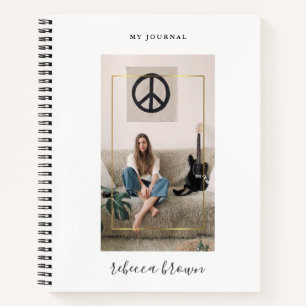 Modern Personalised Handwritten Gold Frame Notebook