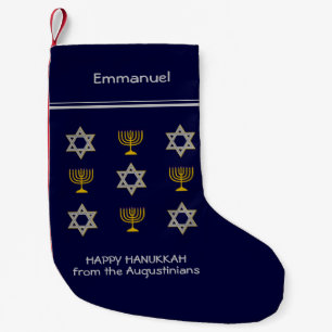 Modern Personalised Hanukkah Small Christmas Stock Stocking