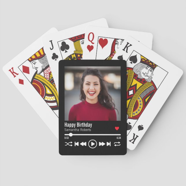 Modern Personalised Happy Birthday Photo Playing Cards (Back)