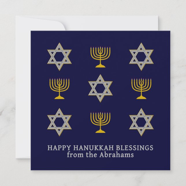 Modern Personalised Happy Hanukkah  Holiday Card (Front)