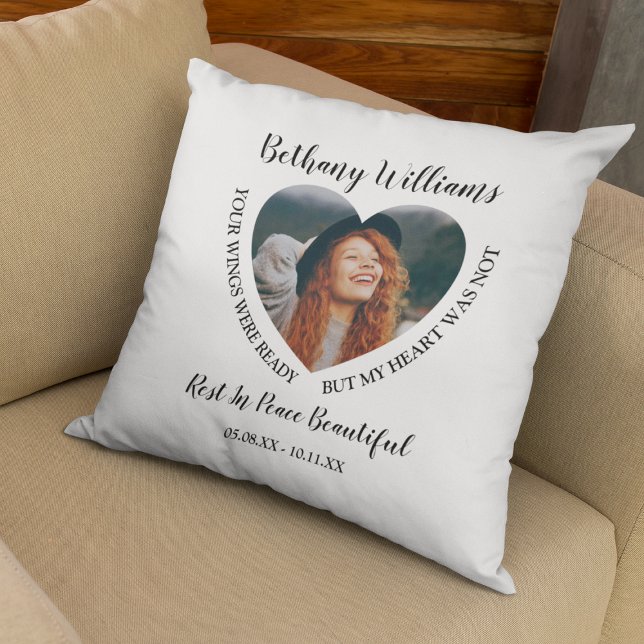 Modern Personalised Heart Photo Memorial Cushion (Creator Uploaded)