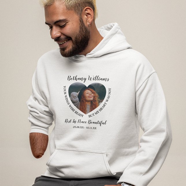 Modern Personalised Heart Photo Memorial Hoodie (Creator Uploaded)