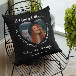 Modern Personalised Heart Photo Memorial Throw Pil Cushion