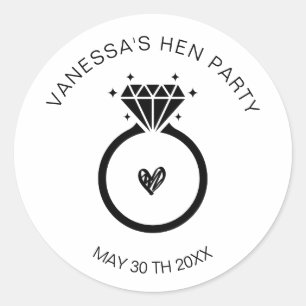 Modern Personalised hen party favours hen party Classic Round Sticker