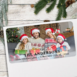 Modern Personalised Holiday Photo Return Address Label