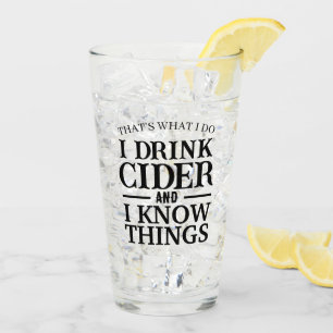 Modern Personalised I Drink Cider Text Black Fonts Glass