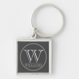 Modern Personalised Initial and Name  Key Ring